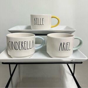 Rae Dunn Artisan Collection Disney Princess Silhouette Mugs Set of 3 READ NWOT
